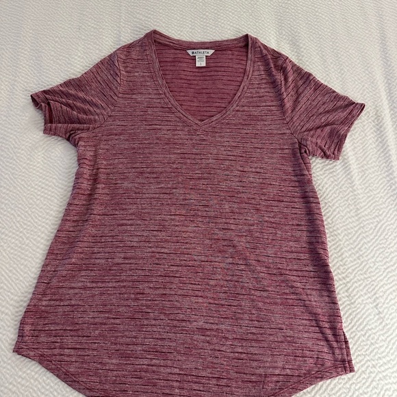 Athleta Tops - Athleta Women's Heathered Burgundy V-Neck Tee